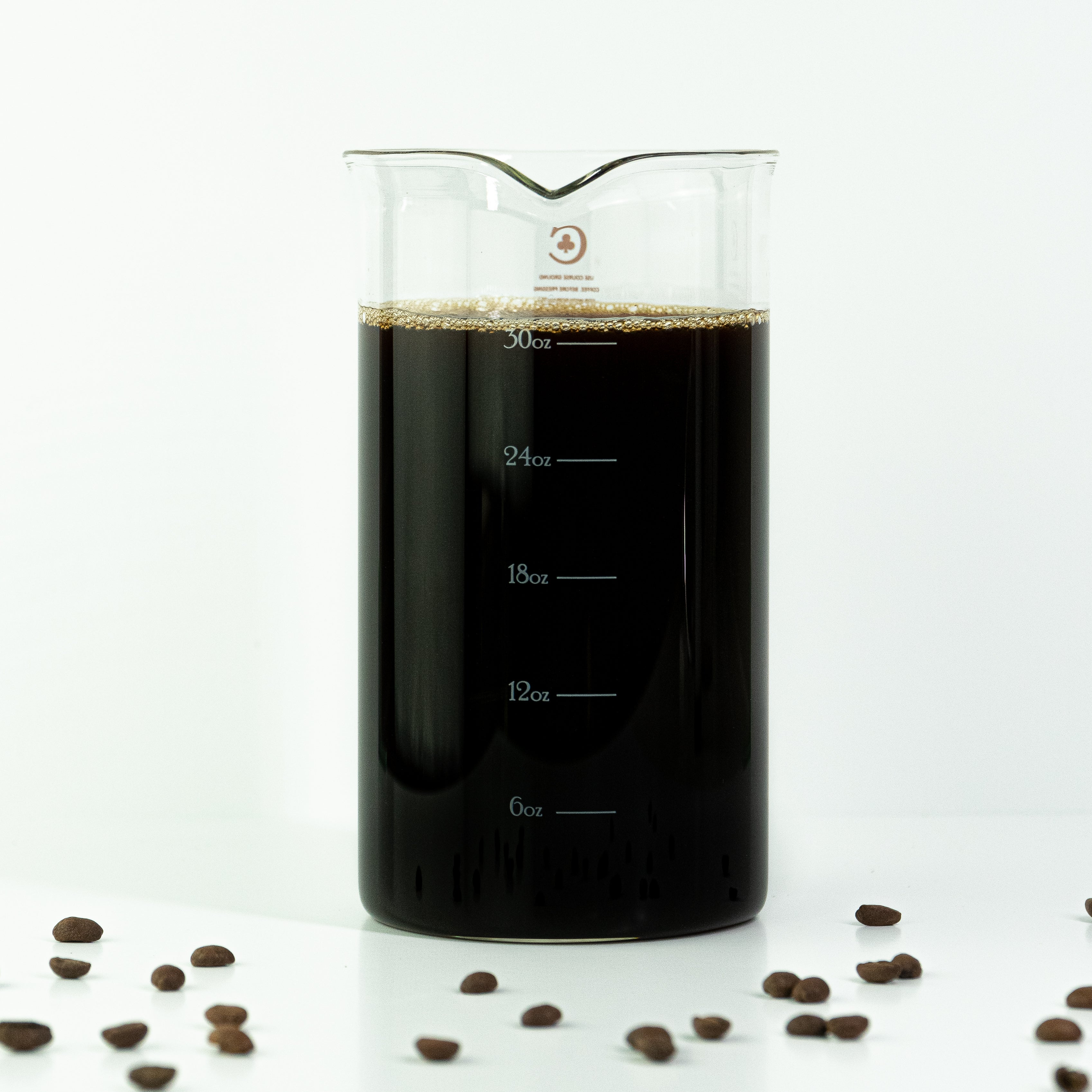 French Press Replacement Glass; for Bodum, Café Crush Carafe Club, Fire Hardened Borosilicate Beaker 34 Ounce|1Liter Size (White Measures)